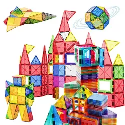 Contixo ST4 -Kids Toy Magnet Tiles -112 PCS 3D Building Blocks STEM Construction