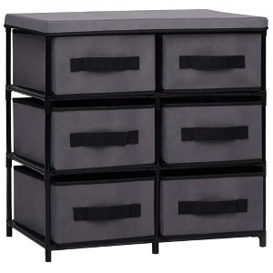 vidaXL Storage Cabinet with 6 Drawers 21.7"x11.4"x21.7" Gray Steel - 1 of 4
