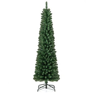 Resenkos 6-Ft Pencil Christmas Tree with Memory Wire Branches and LEDs - Green - 1 of 4