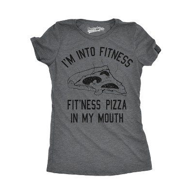 Womens Fitness Pizza In My Mouth Funny Workout Foodie T shirt - Crazy Dog Women's T Shirt
