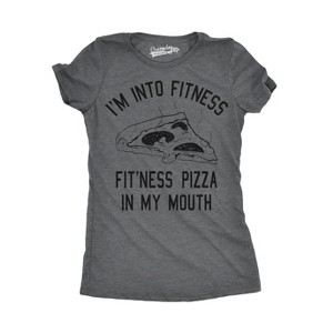 Womens Fitness Pizza In My Mouth Funny Workout Foodie T shirt - Crazy Dog Women's T Shirt - 1 of 4