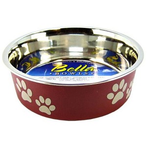 Loving Pets Merlot Red Stainless Steel Dish With Rubber Base - Small - 1 of 4
