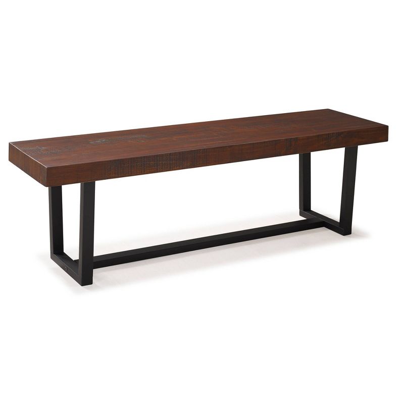 Modern Farmhouse 60" Solid Wood Distressed Plank Top Dining Bench - Saracina Home, 1 of 11