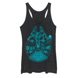 Women's Star Wars Millennium Falcon Outline Racerback Tank Top - 1 of 3