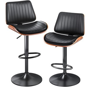 Gikpal Swivel Barstools for Kitchen Island with Bentwood Back & Leather Seat, Counter Height Bar Chair with Back & Footrest, for Kitchen, Dining Room - 1 of 4