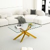 Dolonm 39.37" Rectangular Tempered Glass Coffee Table with Golden Metal Legs, Modern Living Room Center Table - 2 of 4