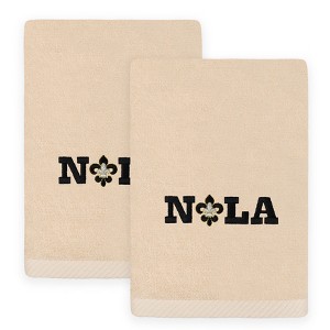 Linum Home Textiles Mardi Gras NOLA  - Embroidered Luxury 100% Turkish Cotton Hand Towels - 1 of 3