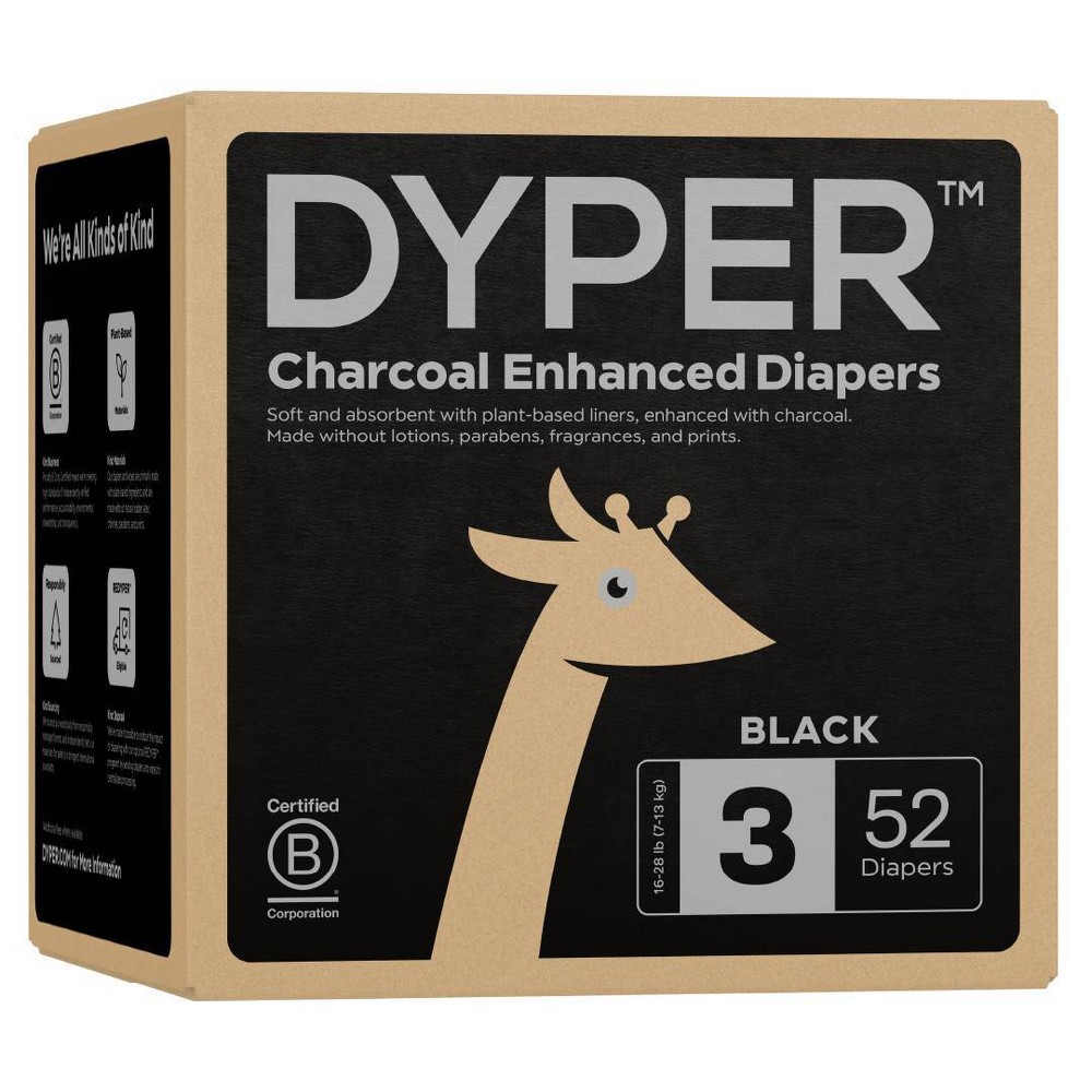 Photos - Baby Hygiene DYPER Charcoal Enhanced Diapers - Size 3 - 52ct