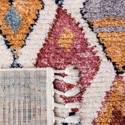 Ivory and Multicolor Diamond Pattern Synthetic Area Rug, 2'6" x 4'