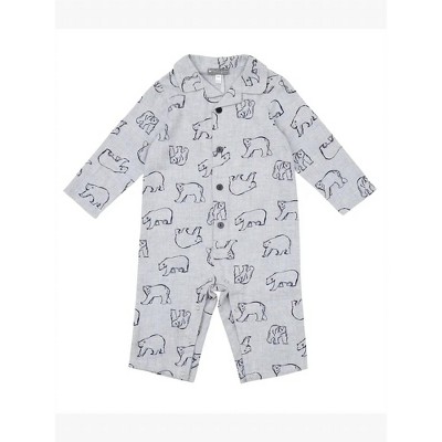 Boy's Kids' Bear Flannel Romper - Petit Confection