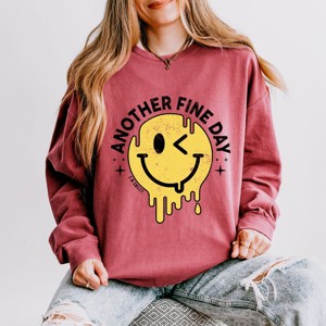Simply Sage Market S.W.Smiley Another Fine Day Drip Lightweight Garment Dyed Sweatshirt - 1 of 4