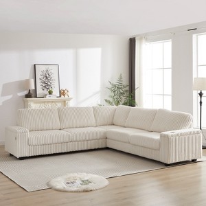 VYNXARIA 110-Inch Corduroy Corner Sofa,L Shaped Corner Couch with two storage spaces,Deep Seat Comfy Upholstered Couches for Living Room - 1 of 4