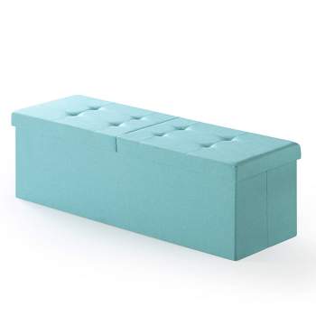 45" Folding Toy Box Chest with Smart Lift Top Upholstered Tufted Storage Ottoman - Mellow