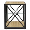 ACEPANO 17.72 in. W Modern End Table with MDF & Tempered Glass Top-Natural - 4 of 4