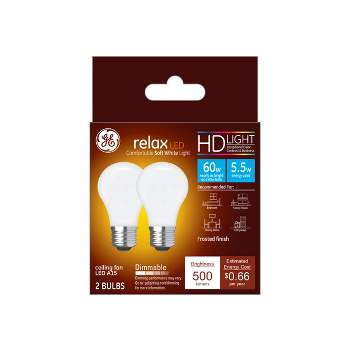 GE 2pk 5.5W 60W Equivalent Relax LED HD Ceiling Fan Light Bulbs Soft White
