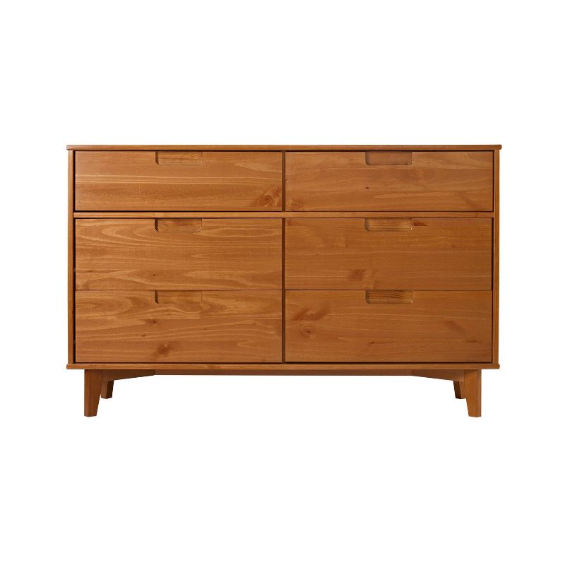 Mid-Century Modern Groove Wood 6 Drawer Dresser - Saracina Home, 1 of 29