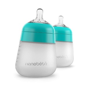 nanobebe Flexy Silicone Baby Bottle Anti-Colic Nipple, Soft Silicone Body, Stable Base - 9oz - 1 of 4