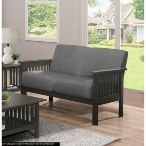 TiramisuBest Modern Dark Gray Loveseat Sofa, Textured Fabric 2-Seater Couch with Rounded Arms, Attached Cushions for Living Room, Bedroom - 1 of 4