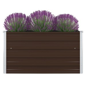 vidaXL Raised Garden Bed 39.4"x39.4"x17.7" Galvanized Steel Brown - 1 of 4