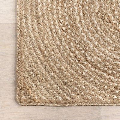 Hadassha Natural Braided Geometric Jute Area Rug, 5' x 8'