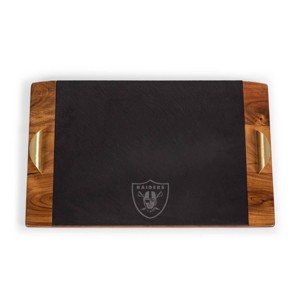 NFL Las Vegas Raiders Covina Acacia Wood and Slate Black with Gold Accents Serving Tray - 1 of 4