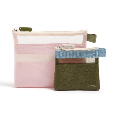 U Brands 2pk 7"x5.8 and 4.2"x4.2" Micro Mesh Stash Pouch Dusty Rose/Olive