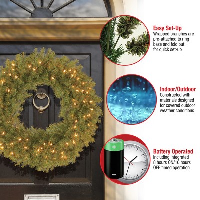 Norwood Fir 27" Pre-Lit Artificial Christmas Door Wreath with LED Lights