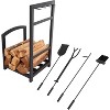 attop 5-Piece Fireplace Tool Set and Log Rack - 2 of 4