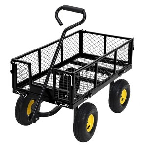 Garden Wagon Carts On Wheels, 550 Lbs Capacity Heavy Duty Steel Utility Wagons Yard Carts with All Terrain Tires & Removable Sides for Lawn Garden - 1 of 4