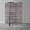 Royal Hampton 3 Panel Folding Mango Wood with Inticate Cut out Geometric Design Room Divider Screen - 3 of 4