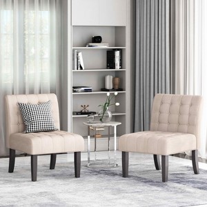 MAYEERTY Set of 2 Modern Accent Chairs, Stylish Upholstery Sturdy Base, Living Room Bedroom - 1 of 4