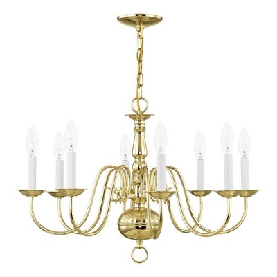Colonial Elegance 8-Light Polished Brass Chandelier