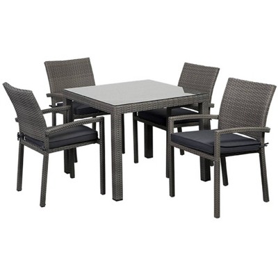 Liberty 5pc Patio Wicker Square Dining Set - International Home Miami