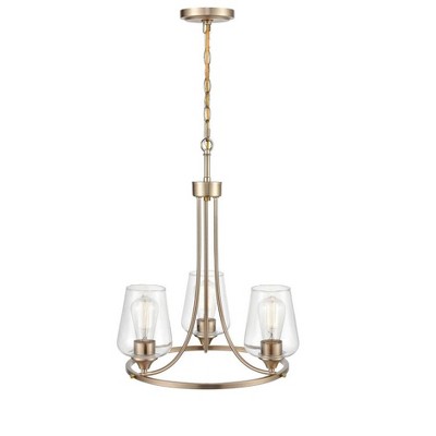 Matte Black Mini 3-Light Chandelier with Clear Glass Shades