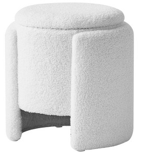 Nordlys hite Bouclé Pouf Vintage Style Upholstery Living Room - 1 of 4