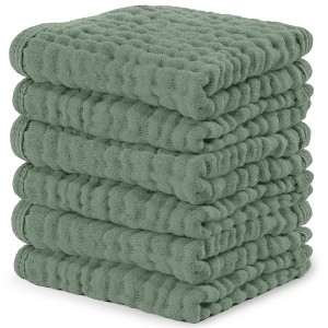 Baby Washcloths Muslin Cotton, Large 10”x10” by Comfy Cubs - 1 of 4