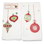 Red And White Kitchen Company Decorative Towel Vintage Shiny Ornaments Set/2  -  2 Towel 24.00 Inches -  Christmas Brite Retro 100%  -  Vl9483s  - 