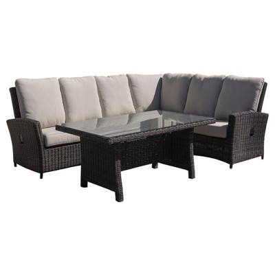 Courtyard Casual Cheshire 5 pc Chow Dining Recline Sectional Set with Extra Armless Middle