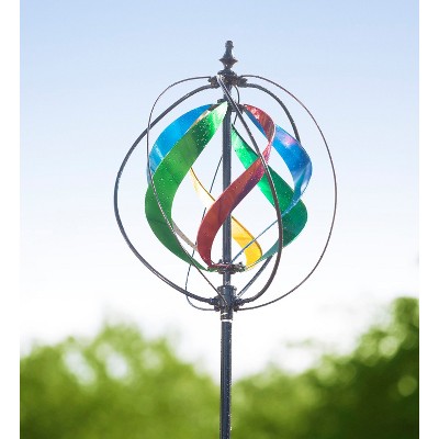 Evergreen 89-inch Multi-Colored Outdoor Safe Kinetic Hydro Spinner Lawn Watering Garden Stake