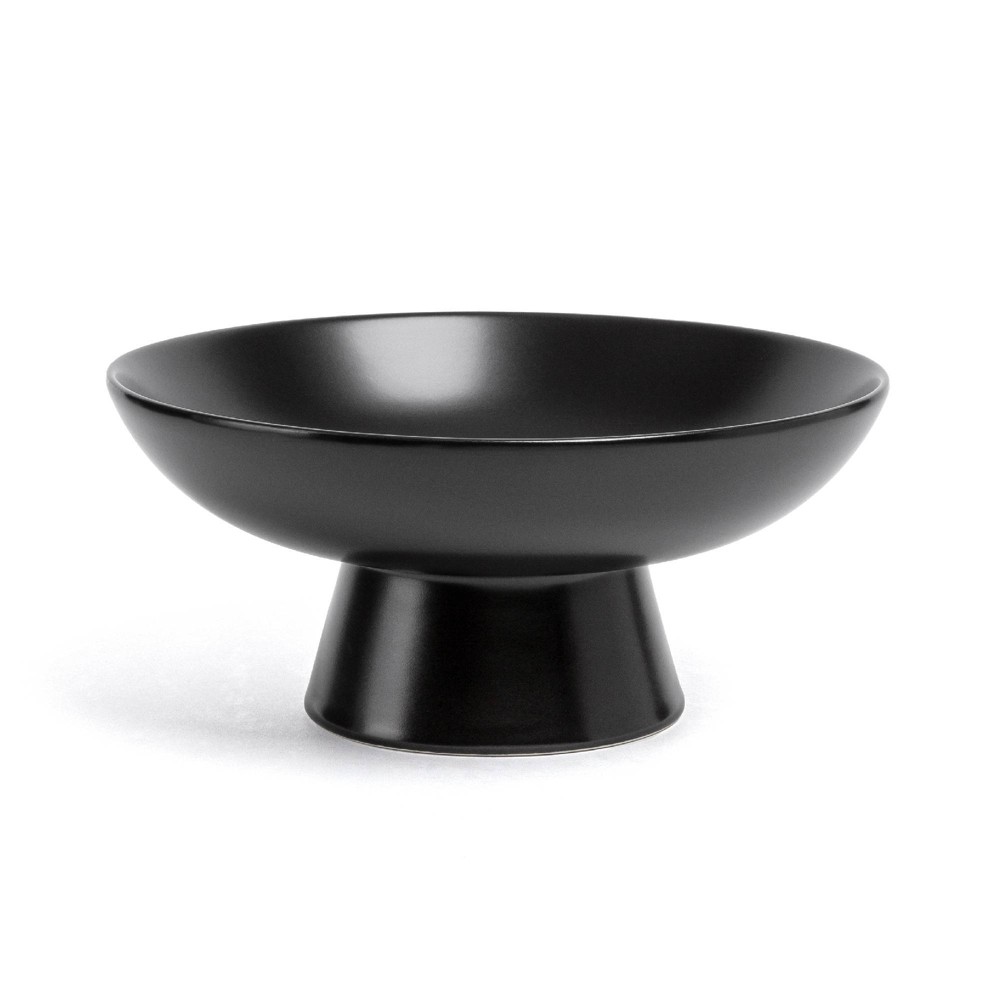 over&back 2.3qt Stoneware Footed Food Bowl Semi-Matte Black: Round Serving Bowl, Microwave & Dishwasher-Safe