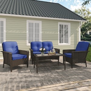 YARDSIGHT 4 Pieces Conversation Patio Set with Cushions - 1 of 4
