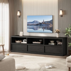 70 Inch TV Stand for 80" TVs, Mid Century Modern Storage Drawer with Open Shelves, Wood Media Console Cabinet for Living Room/Bedroom, Vintage - 1 of 4