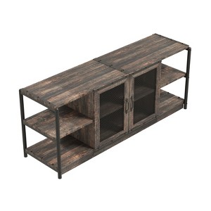 TV Stand-Industrial Entertainment Center with 2 Mesh Doors, Wood Rustic TV Console, 2 Tier Farmhouse TV Table for Living Room, Bedroom - 1 of 4