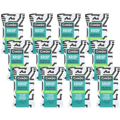 CanDo Krisp Dark Chocolate Almond Sea Salt Plant-Based Protein Bar - 12 bars, 1.59 oz