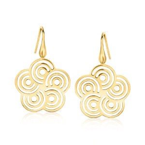 Ross-Simons Italian 18kt Gold Over Sterling Openwork Flower Drop Earrings - 1 of 3