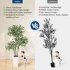 Artificial Ficus Tree,Tall Faux Floor Plant with White Tall Planter -Fake Plants with 3 Natural Trunks - 3 of 4