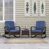 Resenkos 3 Pieces Wicker Patio Furniture Set, A Square Garden Table And Two Rocking Chairs, Gray - 3 of 4