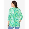 Woman Within Plus Size Perfect Printed Three-Quarter Sleeve V-Neck Tee - 3 of 4