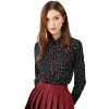 Allegra K Women's Printed Long Sleeve Piped Button Down Office Shirt - 2 of 4