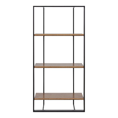 Kercheval Rustic Brown and Black 3-Tier Floating Wall Shelf